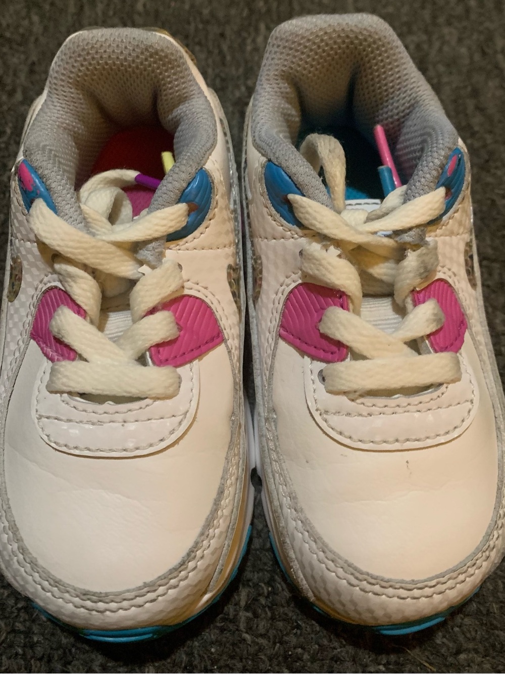 Girls Toddler Nike Air Max 90 LTR SE Sz.6c White Pink Blue Sz.6c